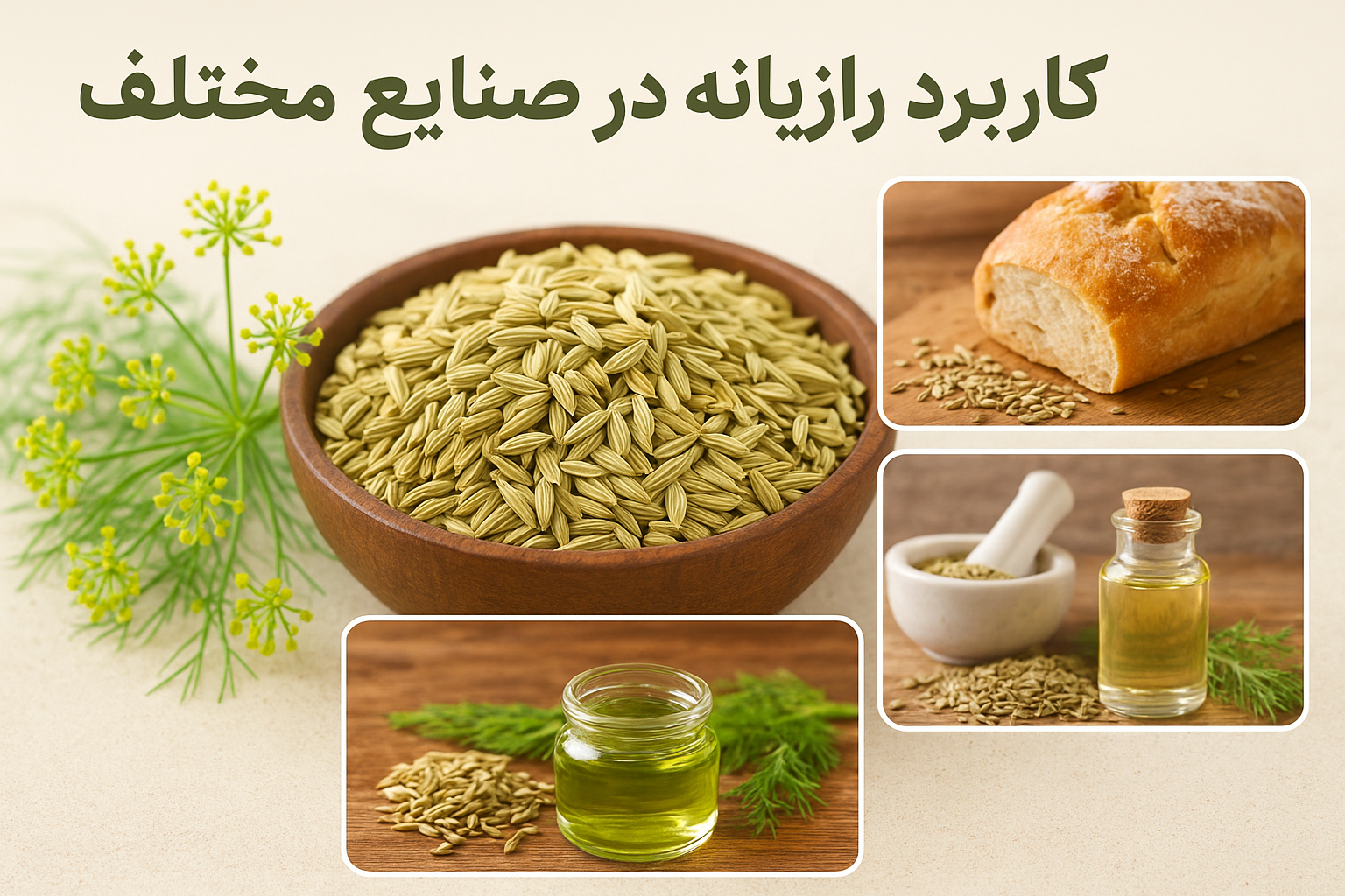 تصویر کلی از رازیانه در ارتباط با صنایع غذایی و دارویی